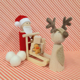 Pegdoll set kerstman met rendier