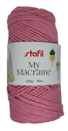 Macramé touw rose 100gr/90mtr.