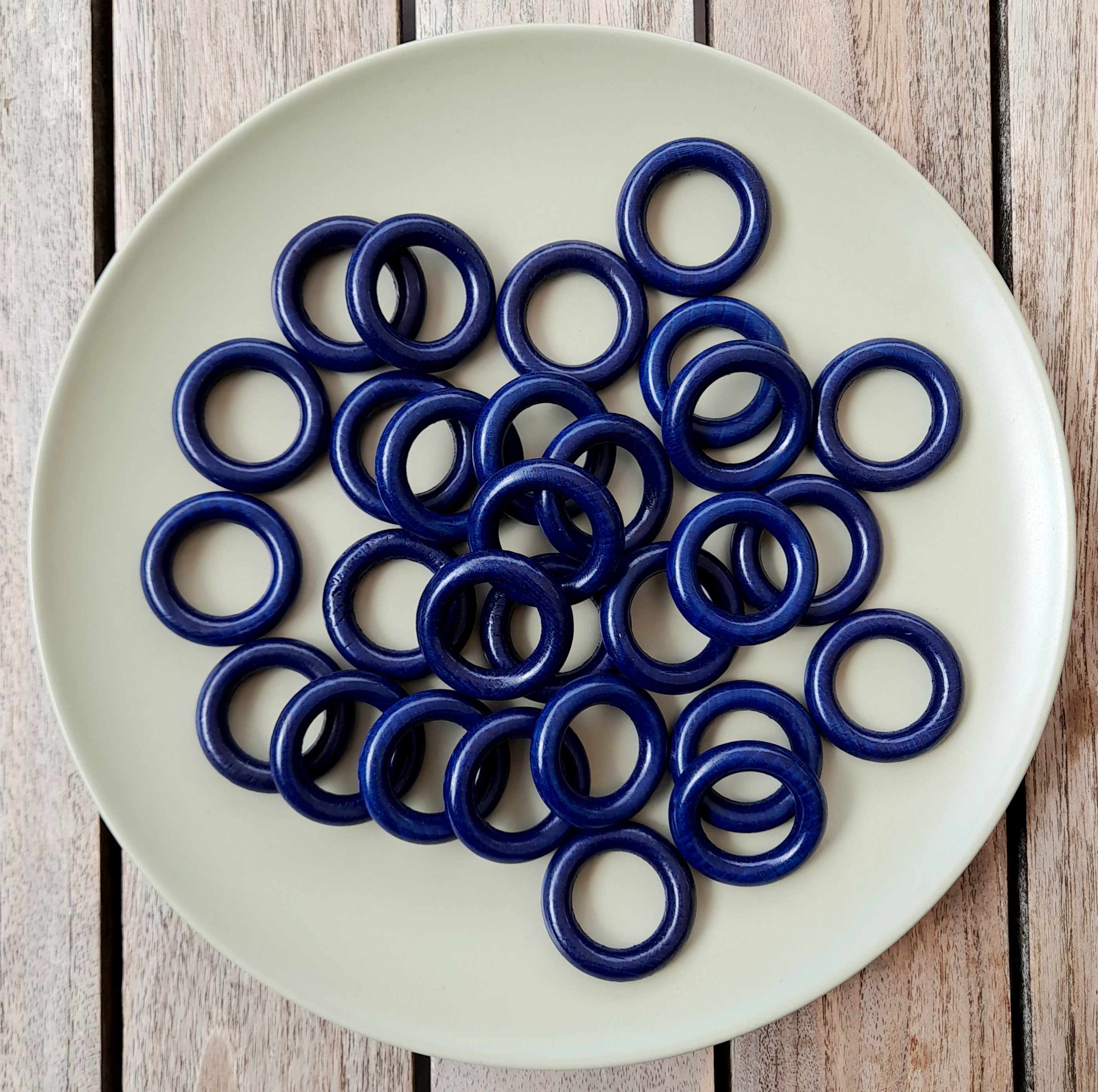 Houten ringen blauw 4cm