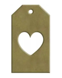 MDF label hart 4x7cm