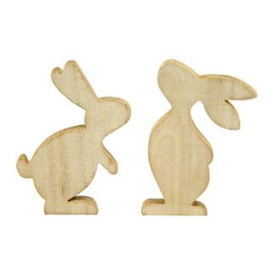 Houten konijnen 2 stuks 12cm