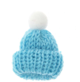 Gebreid mutsje blauw 4,5cm