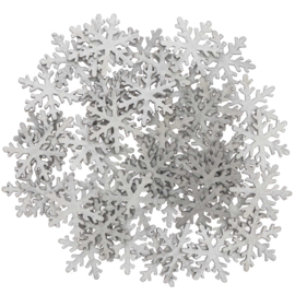 Houten sneeuwsterretjes zilver 48st