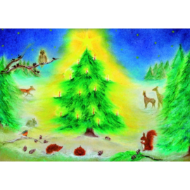 Ansichtkaart Kerstfeest in het bos