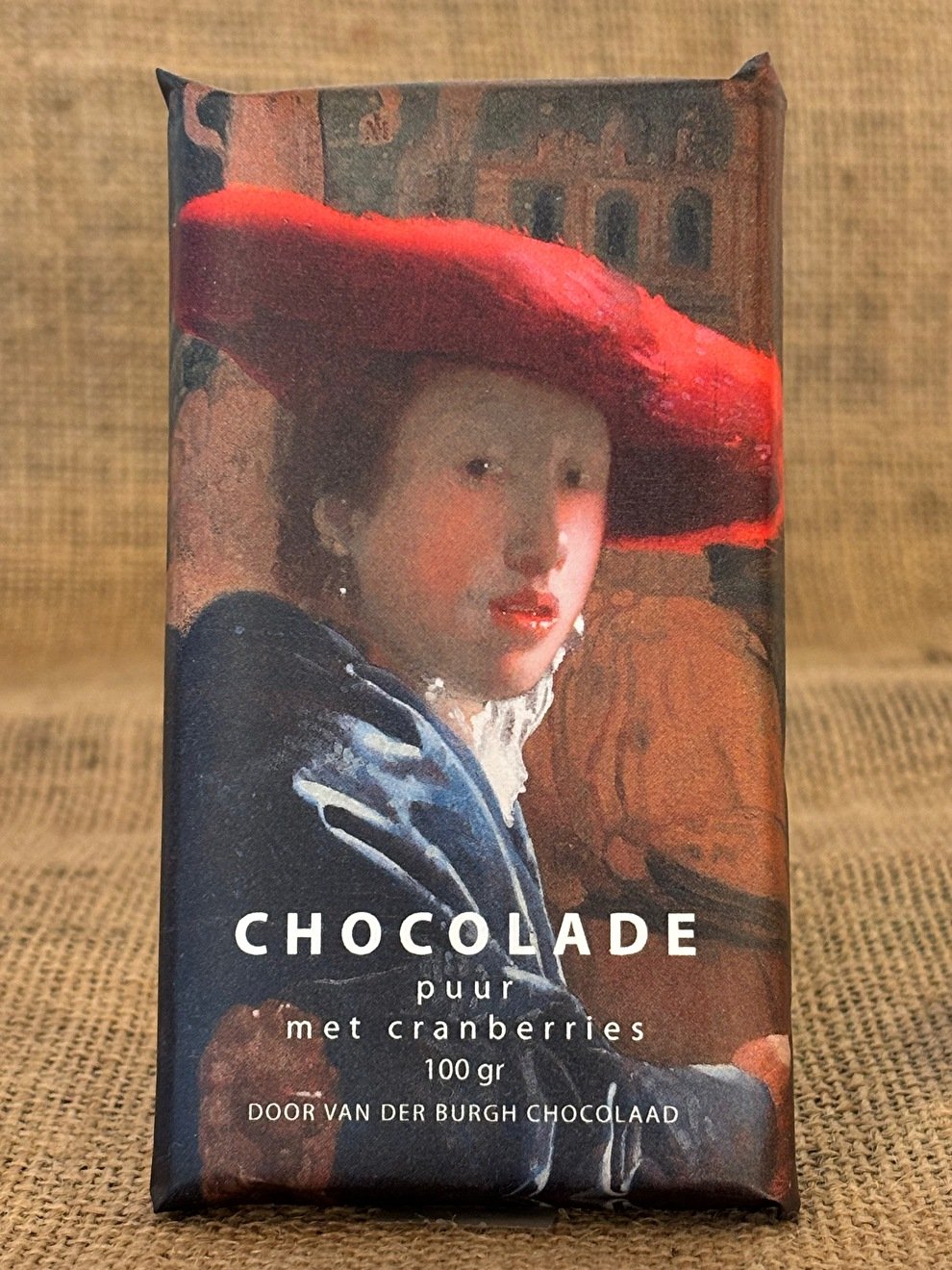 Hemelse pure chocolade met cranberry's (Meisje met de rode hoed van Vermeer)