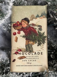 Hemelse pure chocolade met cranberry's kerst editie