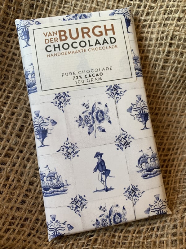 Pure chocolade Delfts blauw 100 gr fairtrade (72% cacao)