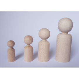 Houten pegdoll recht  met nekje 38 x 13 mm