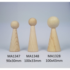 Houten  pegdoll lang 100 x 43 mm