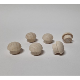 Houten mini paddenstoeltjes / dopjes 14 x 11 mm