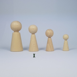 Houten pegdoll taps met nekje 60 x 23 mm