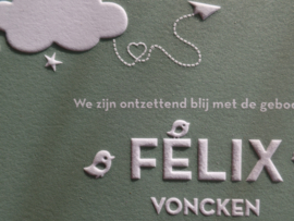 Grijsgroen letterpress