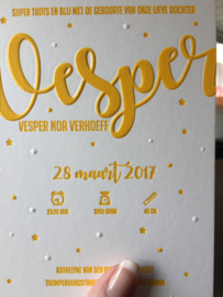 Sterren letterpress met preeg