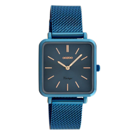 OOZOO horloge blauwe metalen mesh armband - C20012