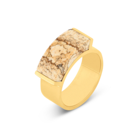 Melano KOSMIC Kaya ring - goud picture jasper