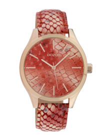 OOZOO Horloge Snake rosékleurig-rood C10431
