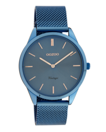 OOZOO horloge blauwe metalen mesh armband - C20007