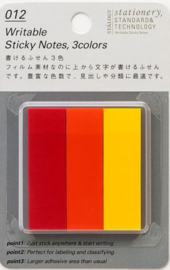 Stalogy Writable Sticky Notes, 15 x 50 mm, Set A (Red, Orange, Yellow)