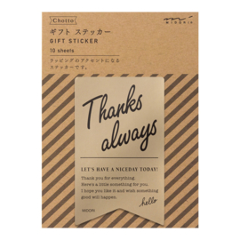 Midori Gift Sticker - “Thanks Always” Gold