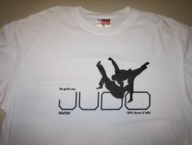 Judo T-Shirt wit met zwarte judo bedrukking