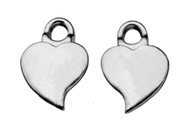 Verzilverde oorbel hangers hartmodel small (8300-107)