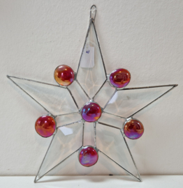 Kerstster, Rood / geslepen helder glas