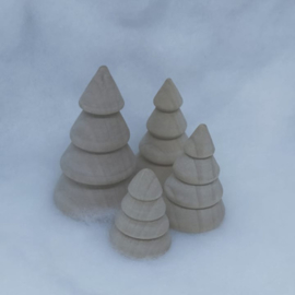 Houten kerstomen  4 stuks