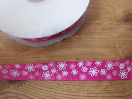 10.06 Roze lint met roze en witte bloemen