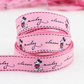 10.02 Donker roze lint met Mickey Mouse