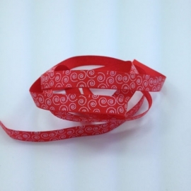 10.00 Rood lint met witte opdruk