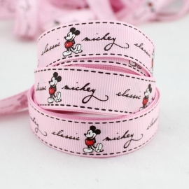 10.02 Licht roze lint met Mickey Mouse
