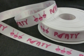 10.10 Wit lint met de tekst: Party in het roze
