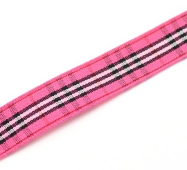 10.07 Roze met zwart geruit lint