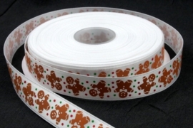 10.13 Wit lint met gingerbread mannetjes