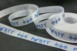 10.10 Wit lint met de tekst: Party in het blauw