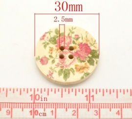 09. Grote houten knopen met roze rozen