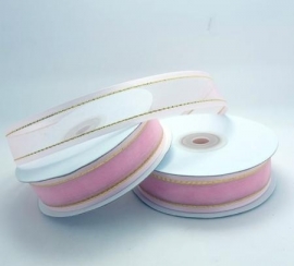 10.00 Roze organza met gouden randje