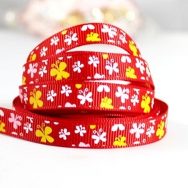 10.12 Rood lint met witte en gele vlinders