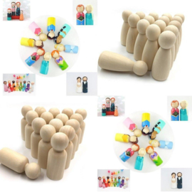 04. Houten poppetjes / Peg dolls 40 mm.