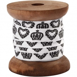 10. Wit lint met zwarte harten en kronen
