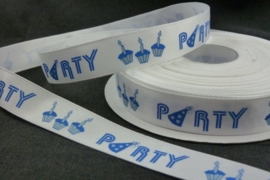 10.10 Wit lint met de tekst: Party in het blauw