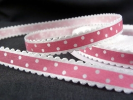 10.03 Wit lint met kartel randje en roze opdruk