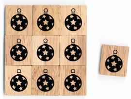 11.02 Houten scrabble blokje: kerstbal