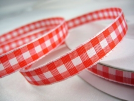 10.07 Rood wit geruit lint 1 cm.