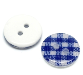 08.01 Blauw geruite knoopjes 1,3 cm.