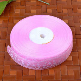 10.01 Roze organza met opdruk