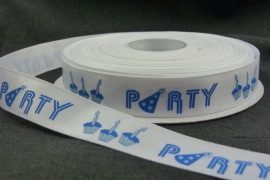 10.10 Wit lint met de tekst: Party in het blauw