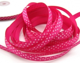 10.14 Donker roze lint met witte stippen