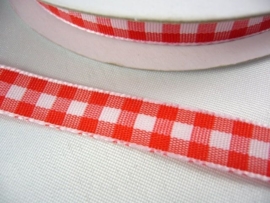 10.07 Rood wit geruit lint 1 cm.