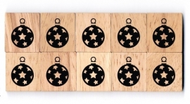 11.02 Houten scrabble blokje: kerstbal